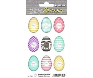 HERMA 1728 Easter Stickers Egg Set Colourful Self-Adhesive Stickers for Children for Easter Decoration, Crafts or as a Gift, 27 Easter Stickers