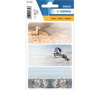 HERMA 1859 Book Labels for Labelling, Horses (76 x 35 mm, 9 Name Stickers, Paper, Matte) Self-Adhesive, Permanent Adhesive School Labels for Books, Notebooks, Boxes, Household, Colourful