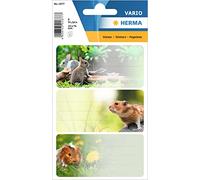 HERMA 1877 Book Labels for Labelling, Rodents (76 x 35 mm, 9 Name Stickers, Paper, Matte) Self-Adhesive, Permanent Adhesive School Labels for Books, Notebooks, Boxes, Household, Colourful