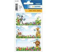 HERMA 1894 Jungle Book Labels, 9 Pieces, 76 x 35 mm, Self-Adhesive Lined Book Stickers for School, Kids, Girls, Boys, Multicoloured Book Labels Stickers, Colourful