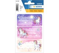 HERMA 1896 Book Labels for Labelling, Unicorn (76 x 35 mm, 6 Name Stickers, Paper, Glitter) Self-Adhesive, Permanent Adhesive School Labels for Books, Notebooks, Boxes, Household, Colourful