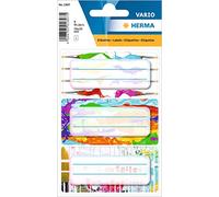 HERMA 1897 Book Labels for Labelling Colours, 9 Pieces, 76 x 35 mm, Self-Adhesive Lined Book Stickers for School, Kids, Girls, Boys, Multicoloured Book Labels Stickers, Colourful