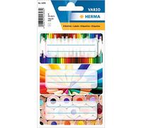 HERMA 1898 Book Labels for Writing on Pens, 9 Pieces, 76 x 35 mm, Self-Adhesive Lined Book Stickers for School, Kids, Girls, Boys, Multicoloured Book Labels Stickers, Colourful