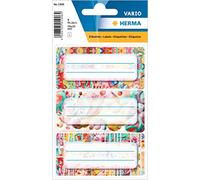 HERMA 1906 Book Labels for Writing on Painting, 9 Pieces, 76 x 35 mm, Self-Adhesive Lined Book Stickers for School, Kids, Girls, Boys, Multicolour Book Labels Stickers, Colourful