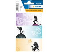 HERMA 1908 Book Labels for Writing on Princess, 6 Pieces, 76 x 35 mm, Self-Adhesive Lined Book Stickers for School, Kids, Girls, Boys, Multicoloured Book Labels Stickers, Colourful