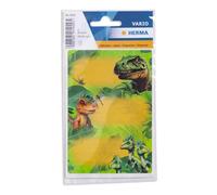 HERMA 1909 Dino World Book Labels, 9 Pieces, 76 x 35 mm, Self-Adhesive Lined Book Stickers for School, Kids, Girls, Boys, Multicoloured Book Labels Stickers, Colourful