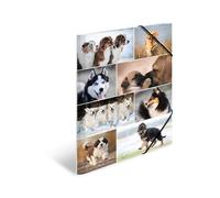 HERMA 19218 Portfolio Folders A3 Animals Dogs, Pack of 3, Children's Corner Folder Made of Cardboard with Inner Print and Elastic Band, Sturdy Cardboard Folders Set for Boys and Girls