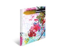HERMA 19229 Portfolio Folders A3 Impressions Colours, Pack of 3, Children's Corner Folder Made of Cardboard with Inner Print and Elastic Band, Sturdy Cardboard Folders Set for Boys and Girls