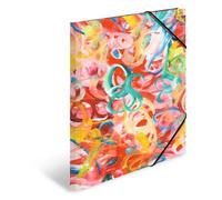 HERMA 19296 Portfolio Folder A3 Impressions Painting, Children's Corner Folder Made of Cardboard with Inner Print and Elastic Band, Sturdy Cardboard Folder for Boys and Girls