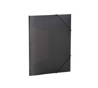 HERMA 19513 Portfolio Folders A3 Translucent Black, Pack of 3, Children's Plastic Corner Folder with Inner Flaps and Elastic Band, Sturdy Plastic Folders Set for Boys and Girls