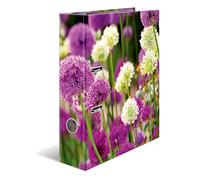 HERMA 19558 Folder A4 Flowers Purple Sensation 7 cm Wide Sturdy Cardboard Coloured Outer and Inner Print Design Ring Binder Lever Arch File Office Folder Motif Folder