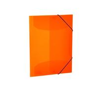 HERMA 19656 Portfolio Folders A4 Translucent Neon Orange, Pack of 3, Children's Plastic Corner Folder with Inner Flaps and Elastic Band, Sturdy Plastic Folders Set for Boys and Girls
