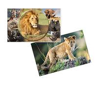 HERMA 19676 Desk Mat Animals Africa Set of 3, 55 x 35 cm, Non-Slip, Wipe Clean and Double-Sided Desk Mat Made of Sturdy Cardboard, Table Mat for Children