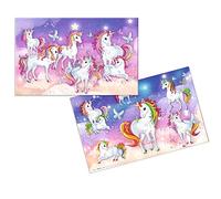HERMA 19692 Desk Mats Nursery Unicorn, Pack of 3, Wipe-Clean Children's Writing Mats Made of Cardboard, 55 x 35 cm, Double-Sided Motif Table Mat Set for Girls and Boys