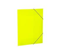 HERMA 19696 Portfolio Folders A3 Translucent Neon Yellow, Pack of 3, Children's Plastic Corner Folder with Inner Flaps and Elastic Band, Sturdy Plastic Folders Set for Boys and Girls