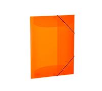 HERMA 19697 Portfolio Folder A3 Translucent Neon Orange, Set of 3, Sturdy Plastic, Washable, Heavy Duty, Organiser with Inner Flaps and Elastic Strap, Document Folder for Children, Boys, Girls