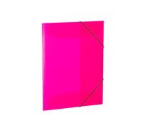 HERMA 19698 Portfolio Folder A3 Translucent Neon Pink, Set of 3, Sturdy Plastic, Washable, Heavy Duty, Organiser with Inner Flaps and Elastic Strap, Document Folder for Children, Boys and Girls