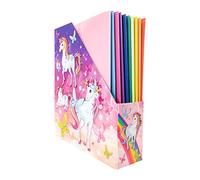 HERMA 19715 Magazine File A4 with Unicorn Motif, 7.5 cm Wide, Foldable, Sturdy Cardboard, Slim Magazine Holder for Girls and Boys, Standing Folder for Storing Documents, Documents, Folders