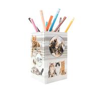 HERMA 19733 Cat Pen Holder, Foldable Sturdy Cardboard Desk Pen Holder for Girls and Boys, Rectangular Pencil Cup for Colouring Pencils, Markers, Pencils, Makeup Brushes
