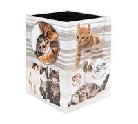 HERMA 19740 Cat Design Waste Paper Bin, 15 Litres, Foldable, Sturdy Cardboard, Slim Trash Can for Girls & Boys, Rectangular Waste Bin for Nursery, Bedroom, Study, Office, Cats