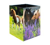 HERMA 19741 Horse Design Waste Paper Bin, 15 Litres, Foldable, Sturdy Cardboard, Slim Trash Can for Girls & Boys, Rectangular Waste Bin for Children's Room, Bedroom, Study, Office