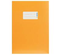 HERMA 19761 Notebook Covers A5 Cardboard Orange, Pack of 10, Notebook Covers with Labelling Field Made of Sturdy and Extra Strong Paper, Exercise Book Cover Set for School Notebooks, Coloured