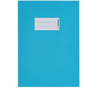HERMA 19764 Notebook Covers A5 Cardboard Light Blue, Pack of 10, Notebook Covers with Labelling Field Made of Sturdy and Extra Strong Paper, Notebook Cover Set for School Notebooks, Coloured