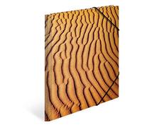 HERMA 19774 Portfolio Folder DIN A4 Nature Sand Sturdy Cardboard Organiser with Touch-Like Finish, Full Inner Print and Elastic Band, Document Folder for Children, Boys and Girls
