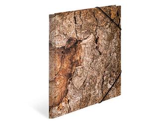 HERMA 19790 Portfolio Folder A3 Natural Wood, Children's Cardboard Corner Folder with Haptic Finish, Inner Print and Elastic Band, Sturdy Cardboard Folder, for Boys and Girls