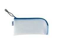 HERMA 20003 Zip Cosmetic Bag, transparent (23 x 11 cm) small zippered travel pouch for mobile phone, charging cable, cosmetics, pens, keys, clear toiletry bag with zipper in blue