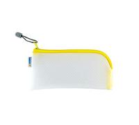 HERMA 20005 Zip Cosmetic Bag, transparent (23 x 11 cm) small zippered travel pouch for mobile phone, charging cable, cosmetics, pens, keys, clear toiletry bag with zipper in yellow