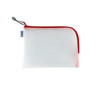 HERMA 20008 Zip Toiletry Bag A5, transparent (26 x 20 cm) small zippered travel pouch for cosmetics, liquids, make-up, toothbrush, clear cosmetic bag with zipper in red