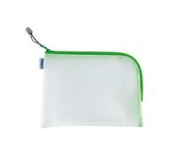 Herma 20010 Zip Toiletry Bag A5, Transparent (26 x 20 cm) Small Zippered Travel Pouch for Cosmetics, Liquids, Make-up, Toothbrush, Clear Cosmetic Bag with Zipper in Green