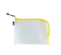 Herma 20011 Zip Toiletry Bag A5, Transparent (26 x 20 cm) Small Zippered Travel Pouch for Cosmetics, Liquids, Make-up, Toothbrush, Clear Cosmetic Bag with Zipper in Yellow