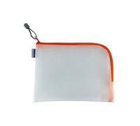 HERMA 20012 Zip Toiletry Bag A5, transparent (26 x 20 cm) small zippered travel pouch for cosmetics, liquids, make-up, toothbrush, clear cosmetic bag with zipper in orange