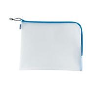 HERMA 20015 Zip Document Bag A4, transparent (36 x 28 cm) large zippered mesh pouch with zipper for laptop, tablet, books, papers, toys, clear storage wallet with zipper in blue