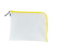 HERMA 20017 Zip Document Bag A4, transparent (36 x 28 cm) large zippered mesh pouch with zipper for laptop, tablet, books, papers, toys, clear storage wallet with zipper in yellow