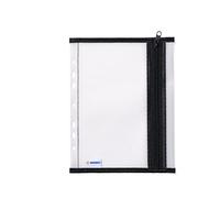 HERMA 20029 Folder Bag A5 for Filing with Zip Transparent Black, Large Lockable and Perforated Transparent Pocket with Zip, Storage Bag for Documents, Documents