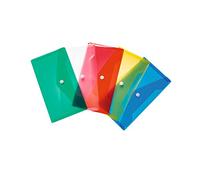 HERMA 20031 Document Wallets DIN Long Transparent Colourful Pack of 5 Small Transparent Pockets Envelopes with Press Stud Fastener, Plastic Envelopes for School, University, Office, Travel, White,