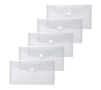 HERMA 20032 Document Wallets DIN Long Transparent White Pack of 5 Small Transparent Pockets Envelopes with Press Stud Fastener, Plastic Envelopes for School, University, Office, Travel