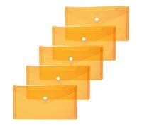 HERMA 20038 Document Wallets DIN Long Transparent Orange Pack of 5 Small Transparent Pockets Envelopes with Press Stud Fastener, Plastic Envelopes for School, University, Office, Travel