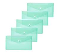 HERMA 20041 Document Wallets DIN Long Transparent Turquoise Pack of 5 Small Transparent Envelopes with Press Stud Fastener, Plastic Envelopes for School, University, Office, Travel