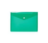 HERMA 20053 Document Wallet A5 Transparent Green Small Transparent Pockets Envelope with Press Stud Closure Plastic Envelope for School, University, Office, Travel
