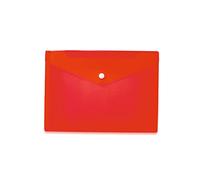 HERMA 20054 Document Wallet A5 Transparent Red, Small Transparent Pockets Envelope with Press Stud Fastening, Plastic Envelope for School, University, Office, Travel