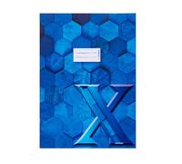 HERMA 20085 Notebook Cover A4 Cardboard Blue, Pack of 10, Refined Notebook Cover with Labelling Field Made of Sturdy and Extra Strong Paper, Notebook Cover with Hexagon Pattern Motif for School