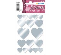 HERMA 3055 Valentine's Day Heart Stickers, Silver Hearts (36 Stickers, Paper, Matte) Self-Adhesive, Permanent Adhesive Motif Labels for Decoration for Girls and Boys