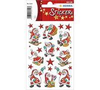 HERMA 3219 Christmas Stickers, Santa Claus (63 Stickers, Paper, Matte) Self-Adhesive Christmas Decoration, Permanent Adhesive Labels for Christmas, Gifts, Crafts, Advent Calendar, Colourful