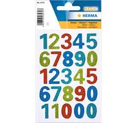 HERMA 3279 Number Stickers Glitter Colourful 0-9, Pack of 25, Self-Adhesive, Large, Children's Number Number Adhesive Numbers Stickers, House Numbers Made of Foil for Sticking, DIY Crafts,