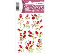 HERMA 3347 Stickers Roses Red Small, Pack of 26, Flower Stickers with Bow Plants Motif, Self-Adhesive, Labels for Valentine's Day, Love, Wedding, Birthday, Scrapbooking, Decoration, Gift, Letters