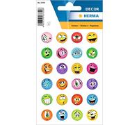 HERMA 3359 Stickers Smiley Glitter Small Large Pack of 48 Reward Stickers with Funny Emoji Face Motif, Children's Labels for School Primary School Students Diary Scrapbooking Birthday Decoration DIY
